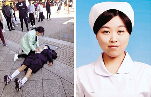 中国护士日本街头救人_英语新闻