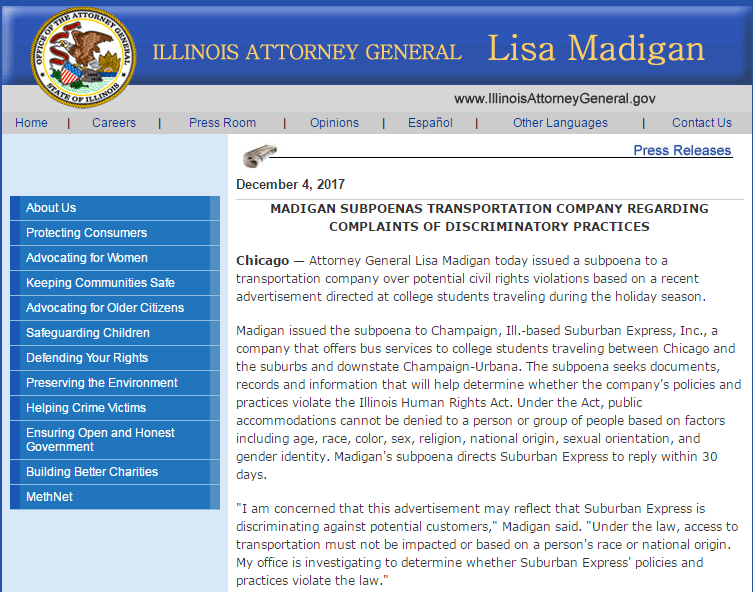 州检察长Lisa Madigan网站