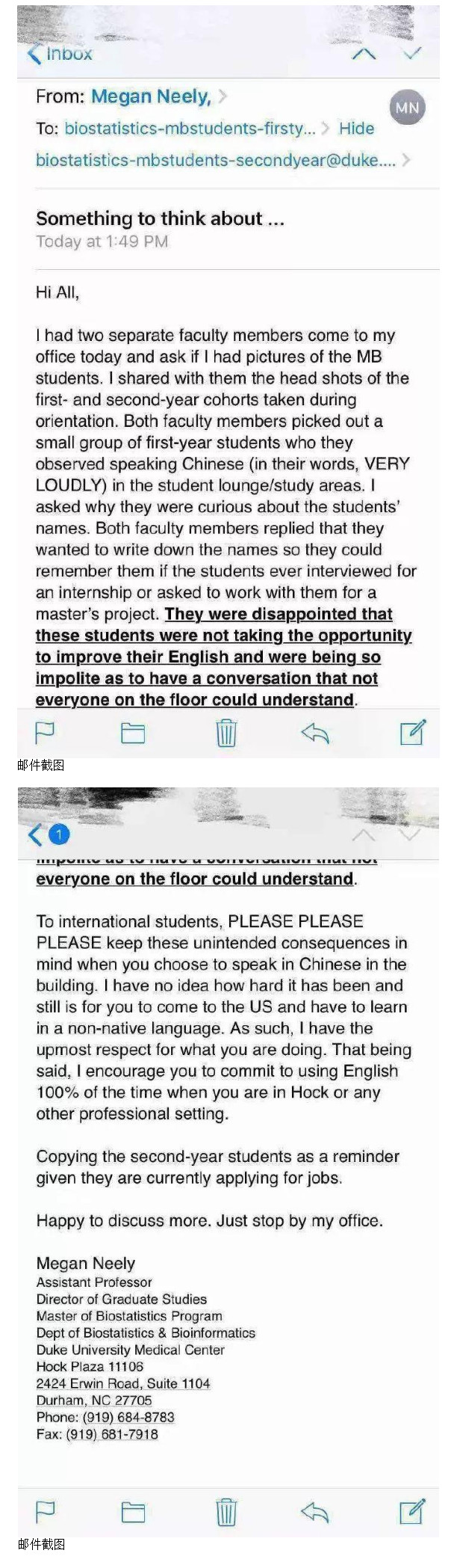 杜克大学禁止学生说中文？涉事助理教授已辞职（双语）