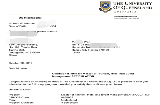 ｜成功案例｜｜个人分享｜澳洲昆士兰大学硕士